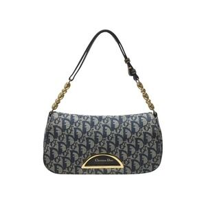 Christian Dior Maris Pearl One Shoulder Hobo Bag Trotter Navy Blue Galliano